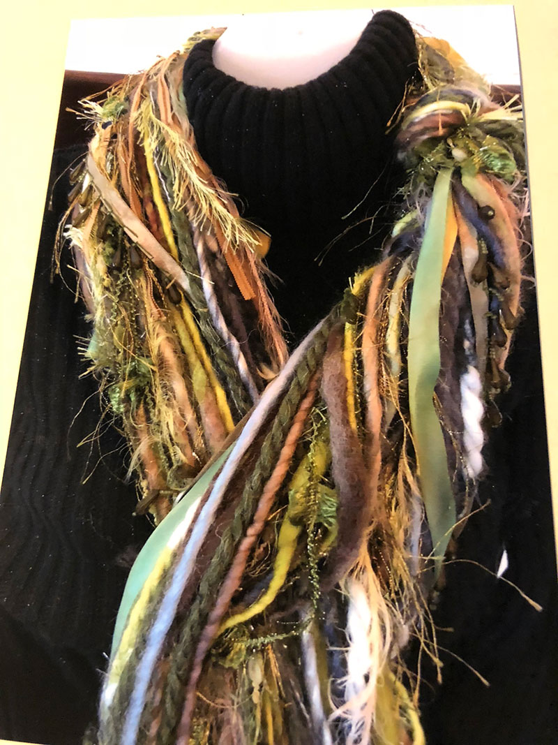 Green and Beige Handmade scarves