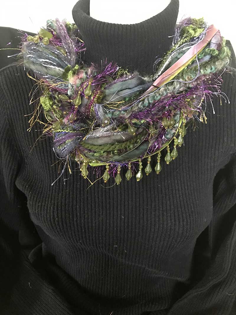 Green and Purple Handmade scarves