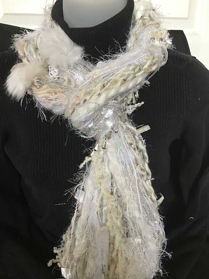Snowball White and Silver Beads Handmade scarves