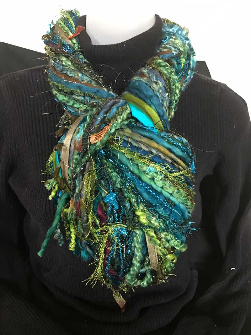 Turquoise and Olive Handmade scarves