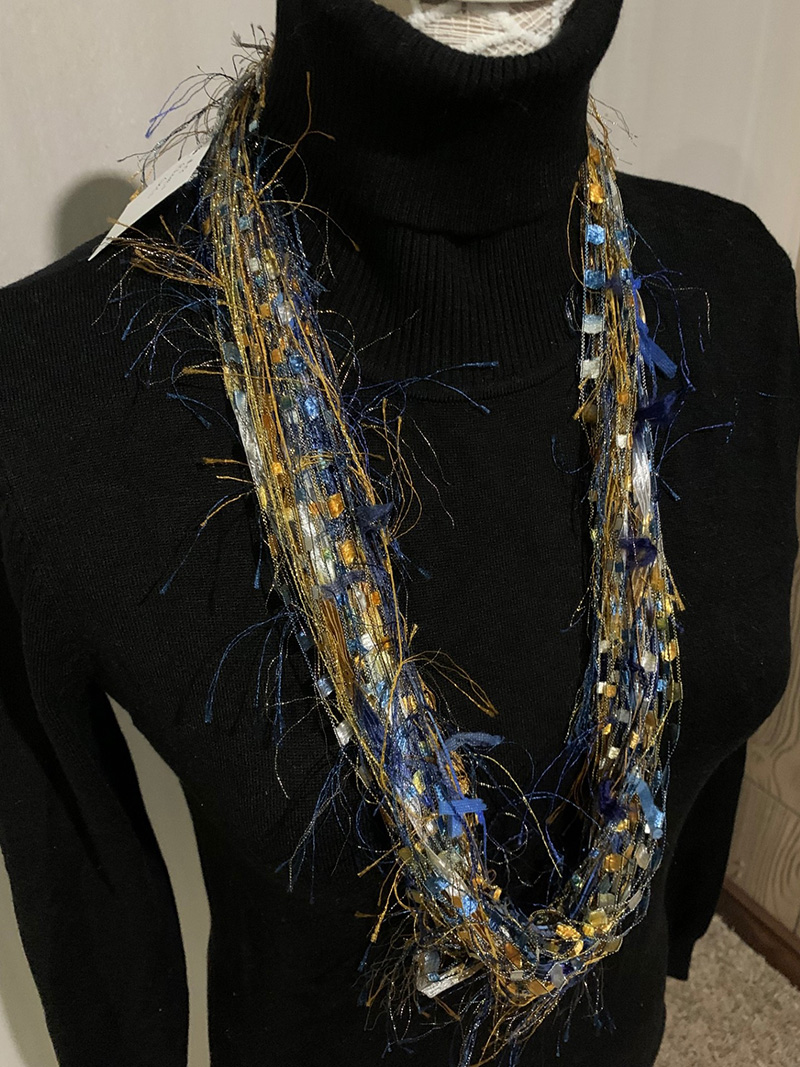 Blue and Gold Handmade scarves