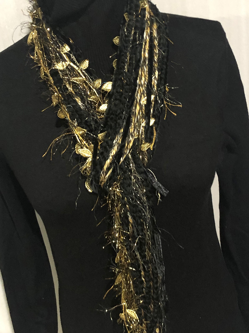 Black with Gold Leaves Handmade scarves
